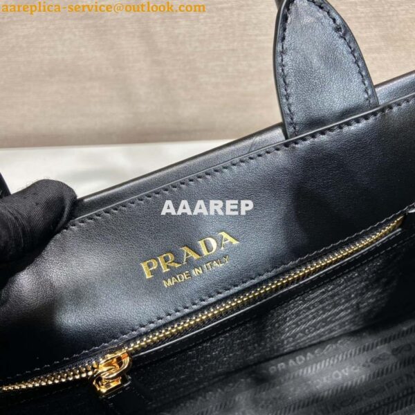 Replica Prada 1BA379 Small leather Prada Symbole bag with topstitching Black 10