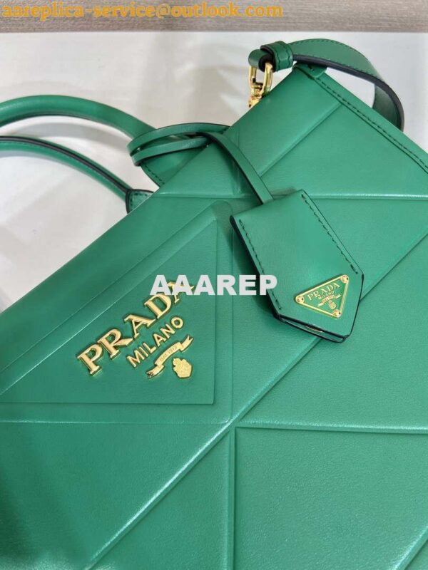 Replica Prada 1BA379 Small leather Prada Symbole bag with topstitching Green 9