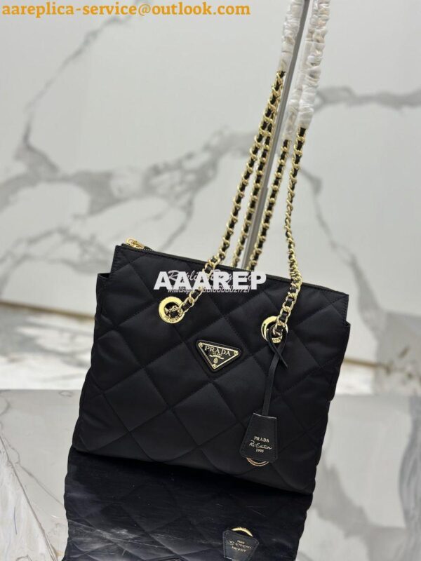 Replica Prada Re-Edition 1995 Chaîne Re-Nylon tote bag 1BG468 Black 4