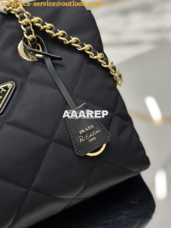 Replica Prada Re-Edition 1995 Chaîne Re-Nylon tote bag 1BG468 Black 7