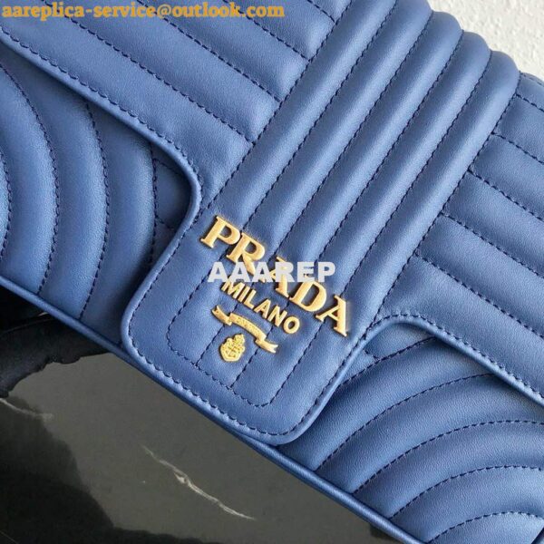 Replica Prada 1BD108 Medium Leather Prada Diagramme Bag Blue 6