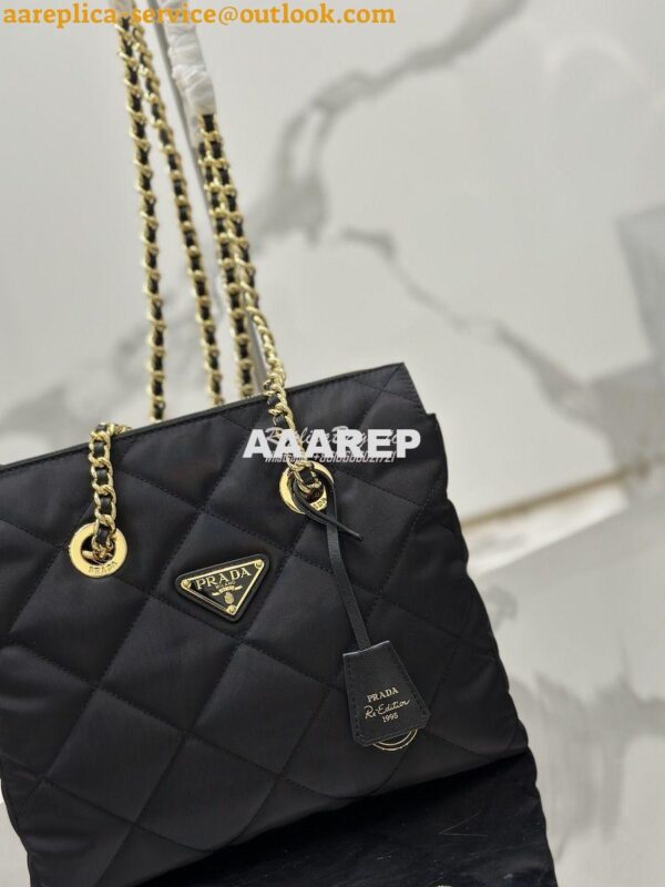 Replica Prada Re-Edition 1995 Chaîne Re-Nylon tote bag 1BG468 Black 11