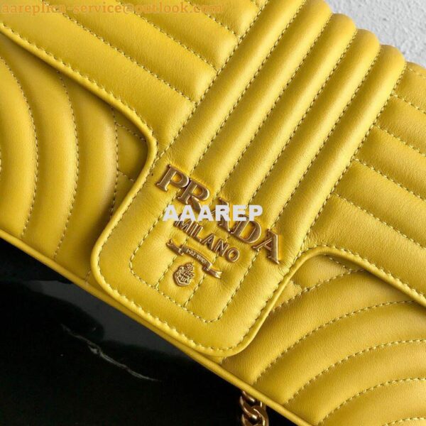 Replica Prada 1BD108 Medium Leather Prada Diagramme Bag Yellow 4