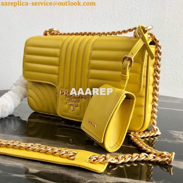 Replica Prada 1BD108 Medium Leather Prada Diagramme Bag Yellow 5