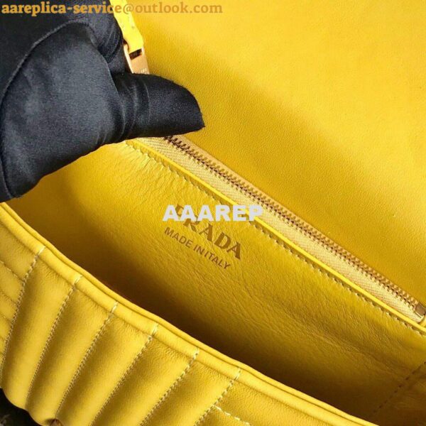 Replica Prada 1BD108 Medium Leather Prada Diagramme Bag Yellow 9