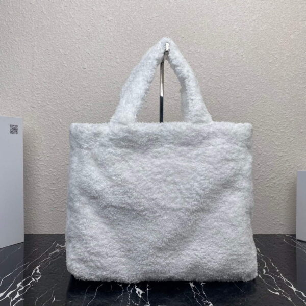 Replica Prada 1BG130 Shearling Tote Shoulder bag White 3