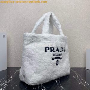 Replica Prada 1BG130 Shearling Tote Shoulder bag White 2