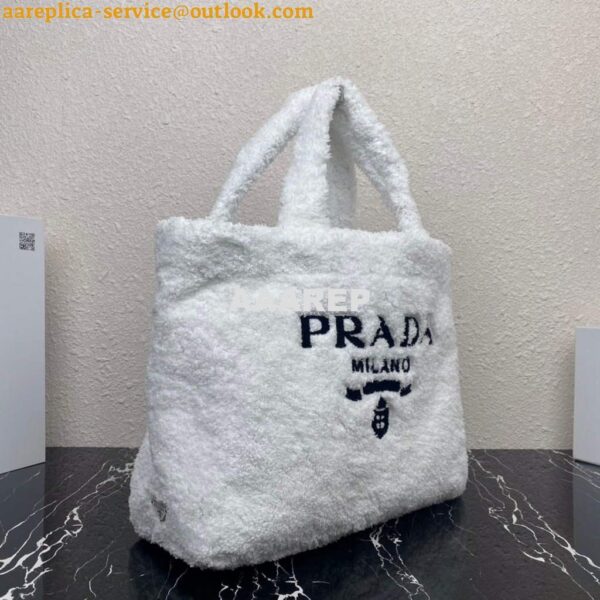 Replica Prada 1BG130 Shearling Tote Shoulder bag White 4