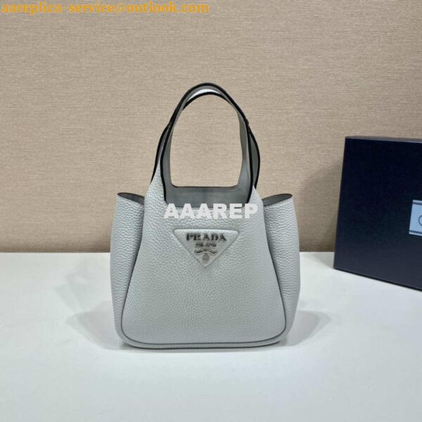 Replica Prada 1BG335 Tote Leather Bucket Handbag Light Blue