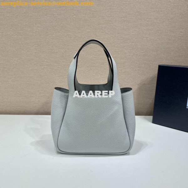 Replica Prada 1BG335 Tote Leather Bucket Handbag Light Blue 4