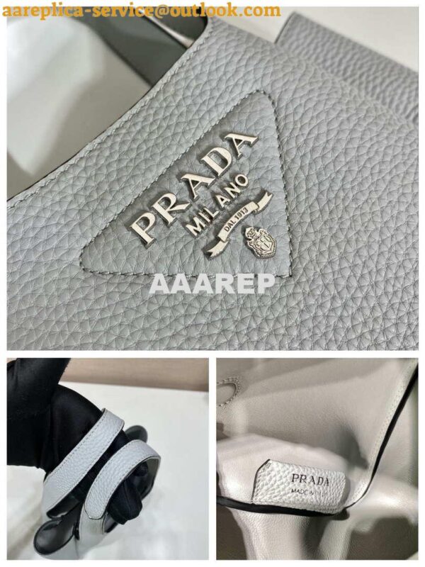Replica Prada 1BG335 Tote Leather Bucket Handbag Light Blue 8
