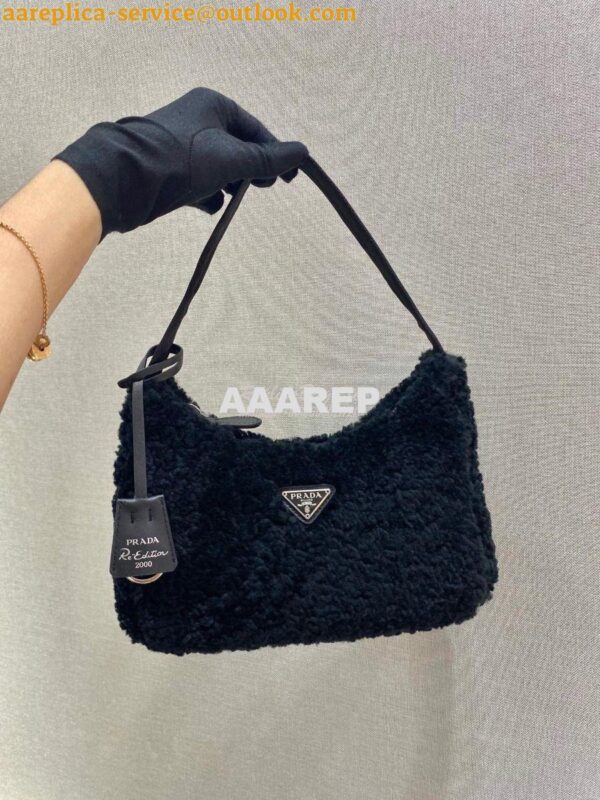 Replica Prada Re-edition 2000 Shearling Mini-bag 1NE515 Black
