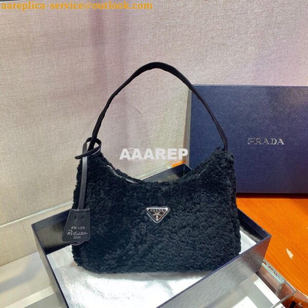 Replica Prada Re-edition 2000 Shearling Mini-bag 1NE515 Black 3