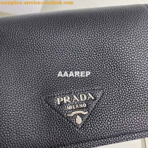 Replica Prada 1BD314 Leather shoulder bag Black 3