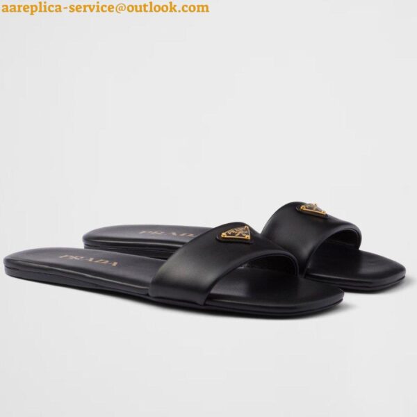 Replica Prada Women's Slides in Black Smooth Leather 4