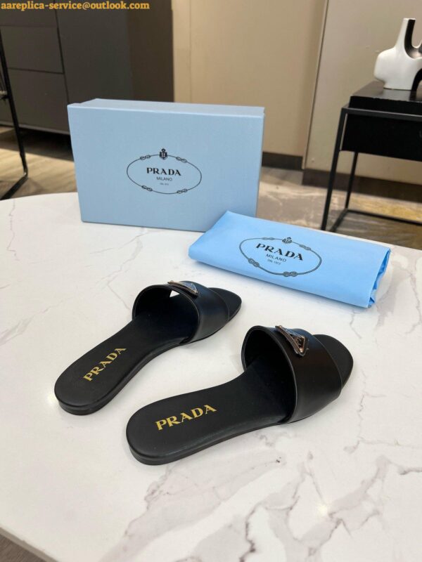 Replica Prada Women's Slides in Black Smooth Leather 8