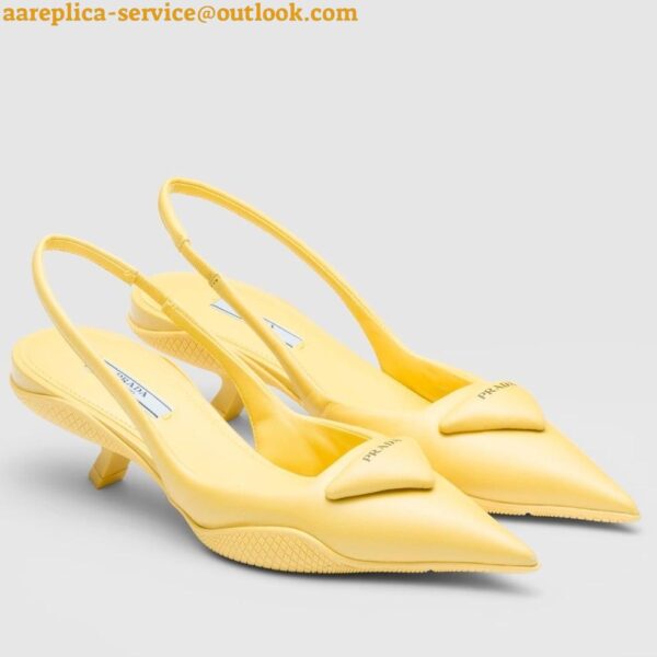 Replica Prada Slingback Pumps in Yellow Padded Leather 3