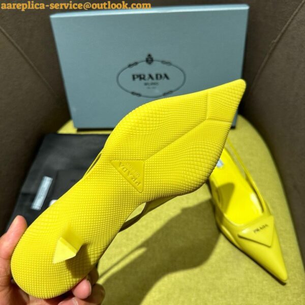 Replica Prada Slingback Pumps in Yellow Padded Leather 5