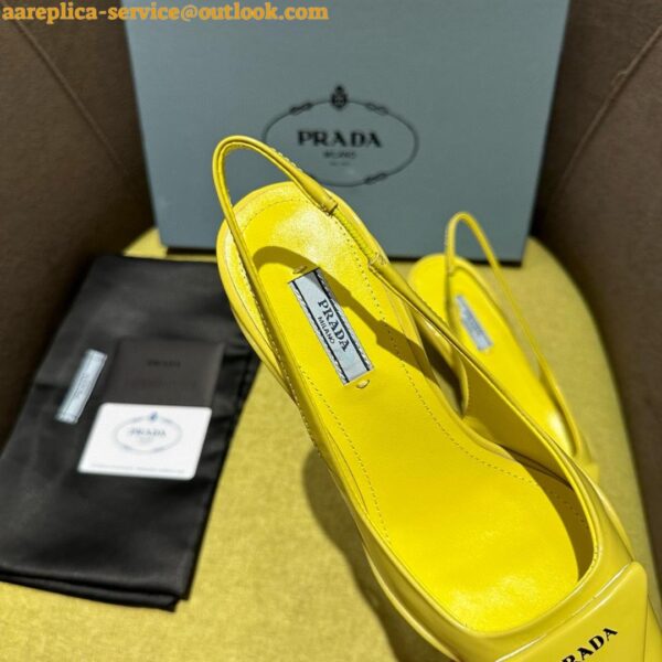 Replica Prada Slingback Pumps in Yellow Padded Leather 6