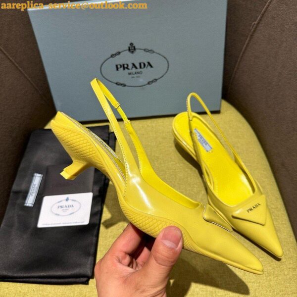 Replica Prada Slingback Pumps in Yellow Padded Leather 7