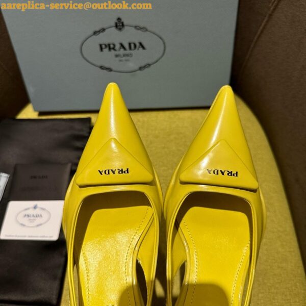 Replica Prada Slingback Pumps in Yellow Padded Leather 9