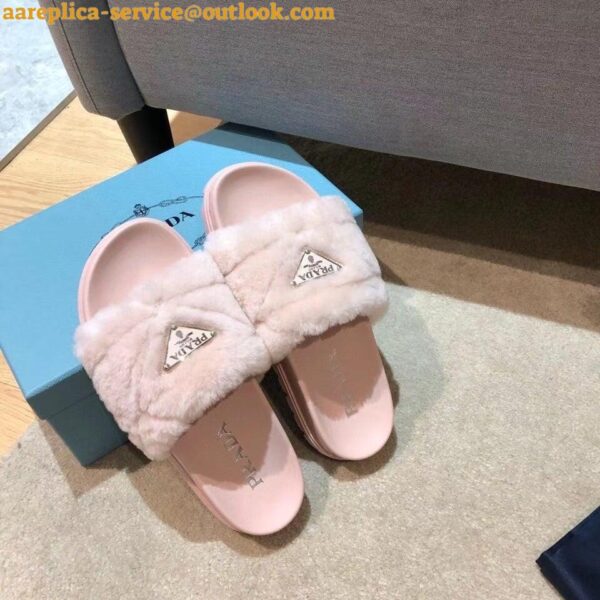 Replica Prada Women's Slides In Pink Shearling 6