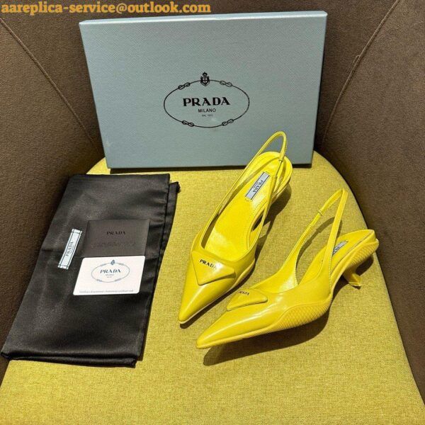 Replica Prada Slingback Pumps in Yellow Padded Leather 10