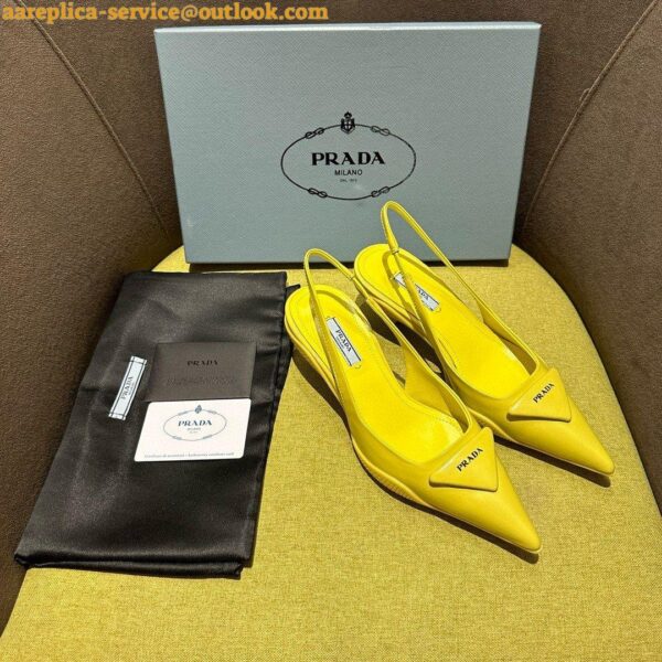 Replica Prada Slingback Pumps in Yellow Padded Leather 11