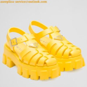 Replica Prada Foam Sandals in Yellow Rubber