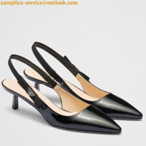 Replica Prada Slingbacks Pumps 45mm In Black Patent Leather