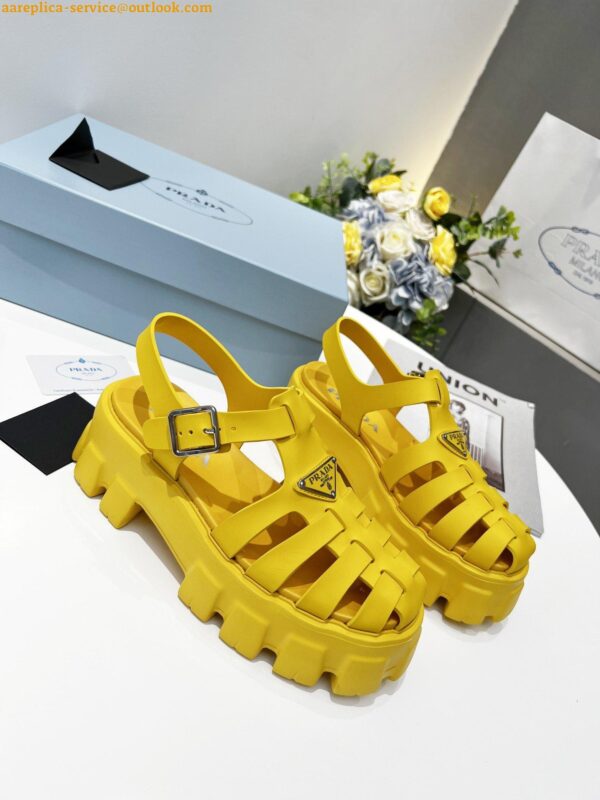 Replica Prada Foam Sandals in Yellow Rubber 5