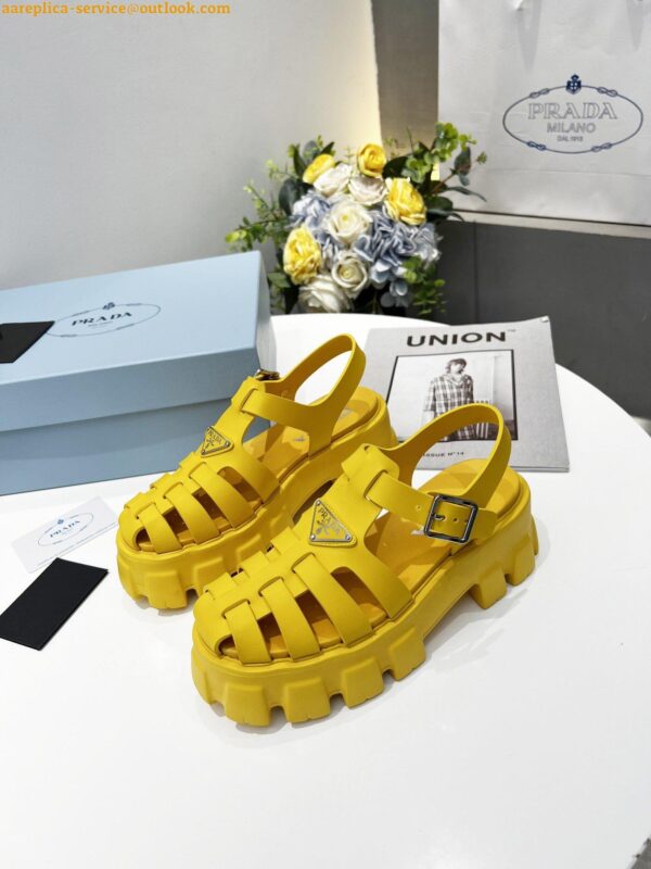 Replica Prada Foam Sandals in Yellow Rubber 6