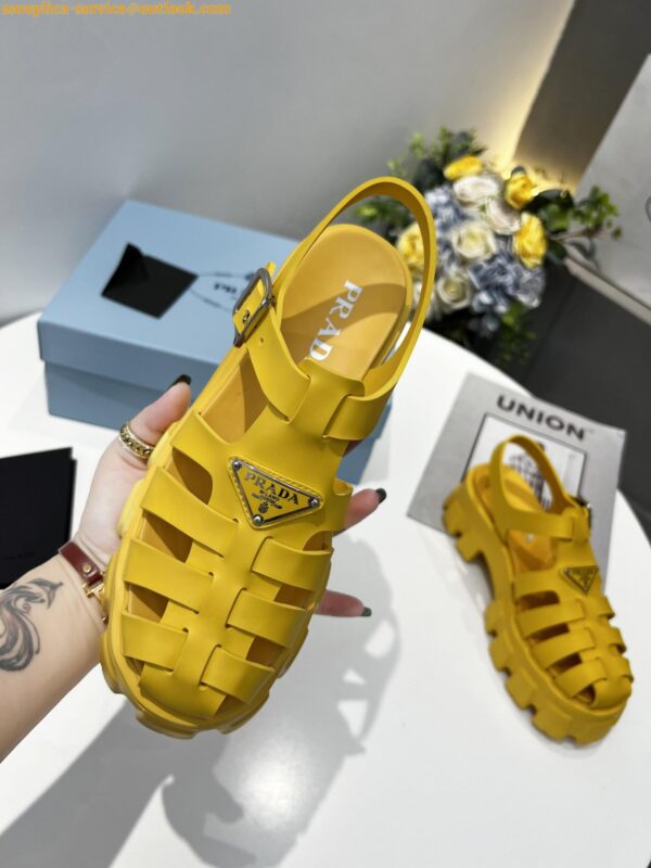 Replica Prada Foam Sandals in Yellow Rubber 7