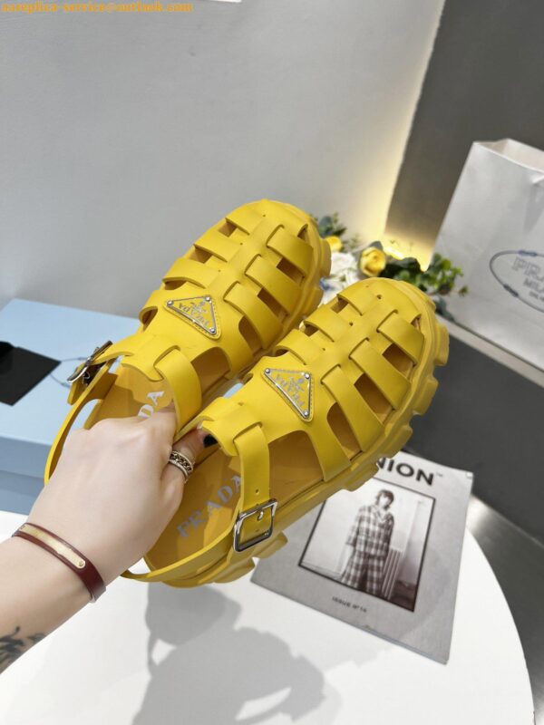 Replica Prada Foam Sandals in Yellow Rubber 10