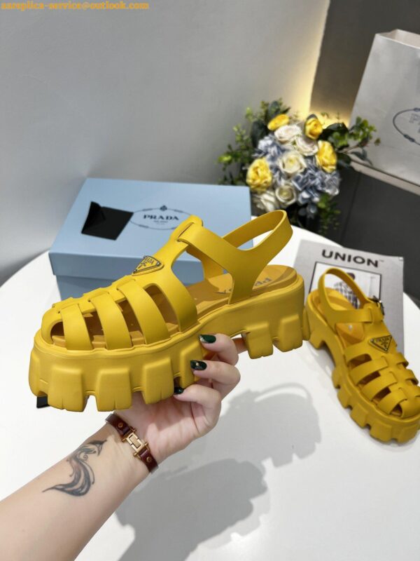 Replica Prada Foam Sandals in Yellow Rubber 11