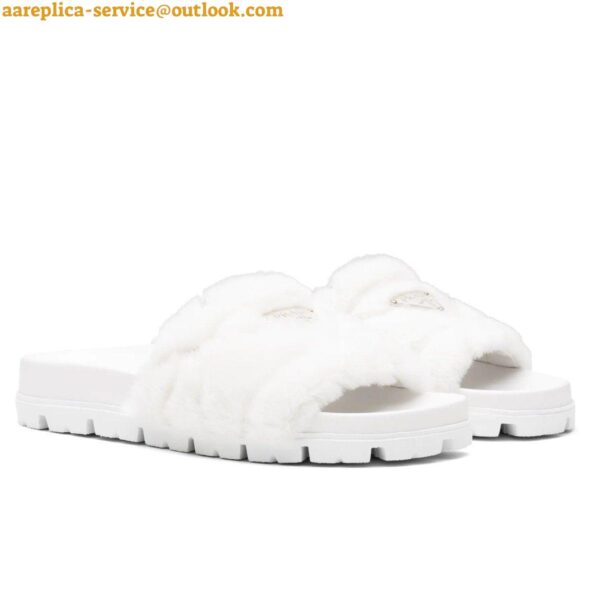 Replica Prada Women's Slides In White Shearling 10