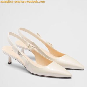 Replica Prada Slingbacks Pumps 45mm In White Patent Leather 2