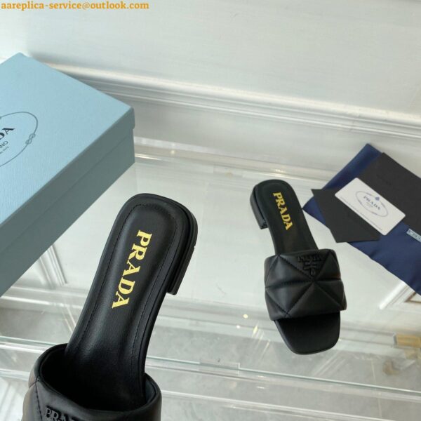 Replica Prada Women's Slides Sandals In Black Nappa Leather 8