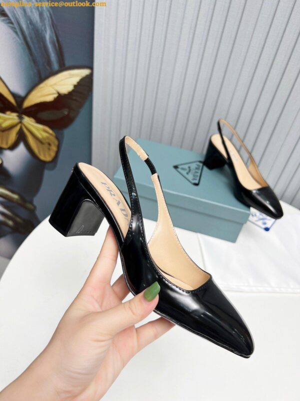 Replica Prada Slingbacks Pumps 65mm In Black Patent Leather 7