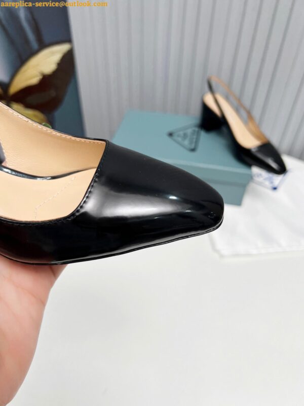 Replica Prada Slingbacks Pumps 65mm In Black Patent Leather 10