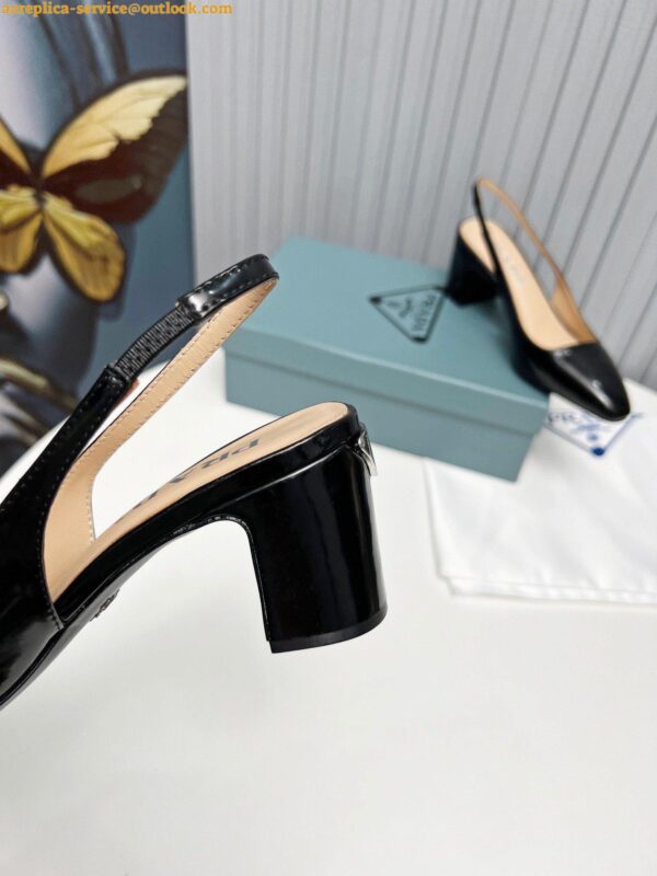 Replica Prada Slingbacks Pumps 65mm In Black Patent Leather 11