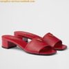 Replica Prada Heeled Sandals 35mm in Black Saffiano Leather