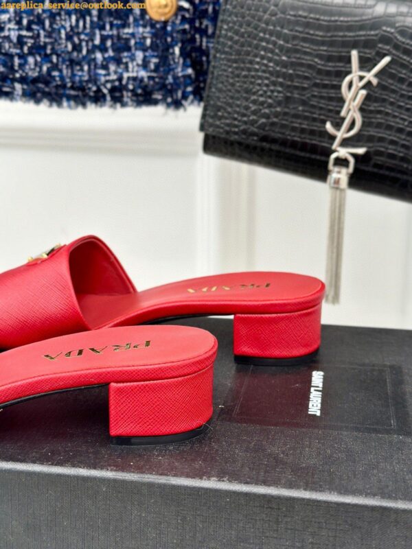 Replica Prada Heeled Sandals 35mm in Red Saffiano Leather 7