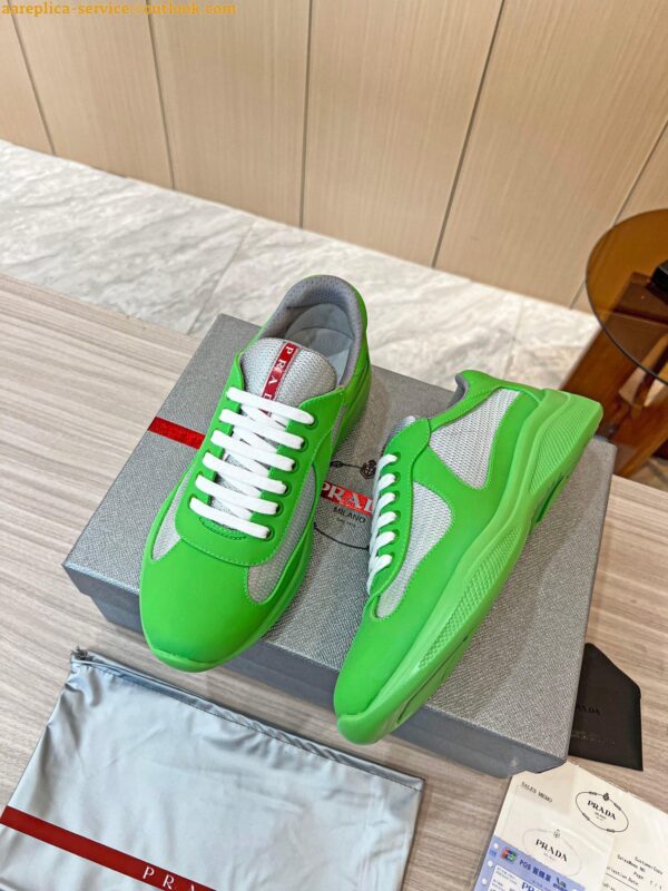 Replica Prada America's Cup Sneakers in Green Rubber and Bike Fabric 12