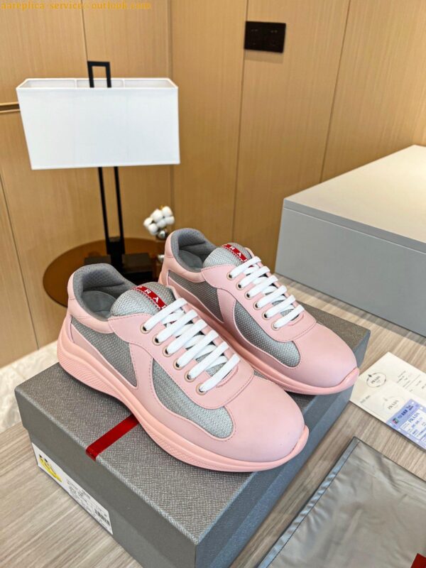 Replica Prada America's Cup Sneakers in Pink Rubber and Bike Fabric 11