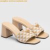 Replica Prada Heeled Slide Sandals 65mm In Beige Nappa Leather 2