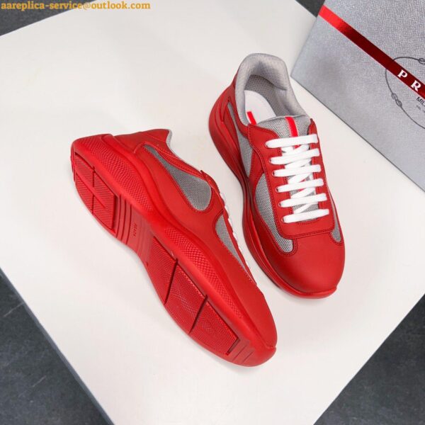 Replica Prada America's Cup Sneakers in Red Rubber and Bike Fabric 6