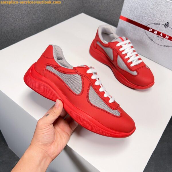 Replica Prada America's Cup Sneakers in Red Rubber and Bike Fabric 5