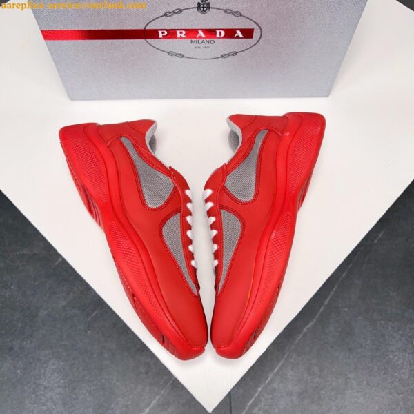 Replica Prada America's Cup Sneakers in Red Rubber and Bike Fabric 6