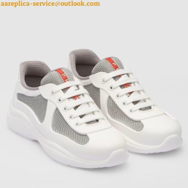 Replica Prada America's Cup Sneakers in White Rubber and Bike Fabric 4